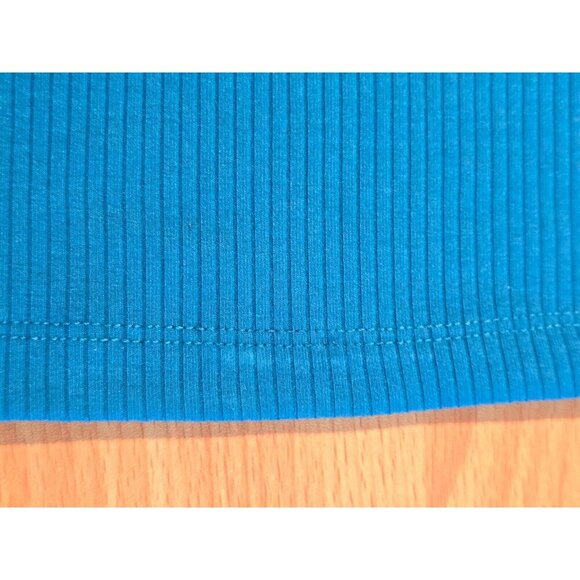 Nina Parker Midi Dress 2X Blue Cut Out Stretch Ribbed Ruched Short Sleeve Casual - Picture 15 of 16